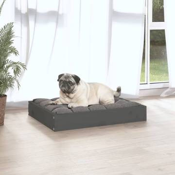 Stylish Grey Dog Bed - Solid Wood Pine | 61.5x49x9 cm