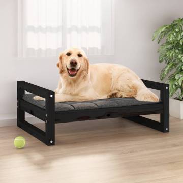 Stylish Dog Bed in Black | Solid Pine Wood - Hipomarket