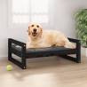 Dog Bed Black 75.5x55.5x28 cm Solid Pine Wood Colour black Size 75.5 x 55.5 x 28 cm 