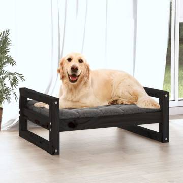 Stylish Dog Bed in Black | Solid Pine Wood - Hipomarket