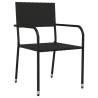 3 Piece Garden Dining Set - Black Poly Rattan & Steel