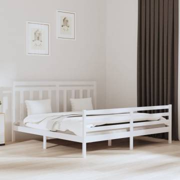 White Solid Wood Bed Frame 200x200 cm | Classic Design