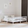 Bed Frame White Solid Wood 200x200 cm Colour white Size 200 x 200 cm 