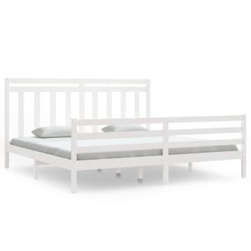 White Solid Wood Bed Frame 200x200 cm | Classic Design