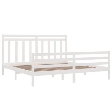 White Solid Wood Bed Frame 200x200 cm | Classic Design