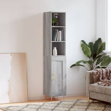 Elegant Highboard Grey Sonoma - 34.5x34x180 cm | Hipomarket