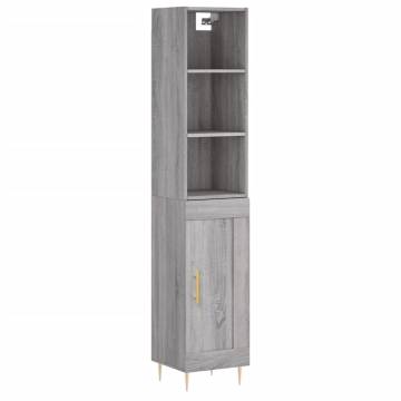 Elegant Highboard Grey Sonoma - 34.5x34x180 cm | Hipomarket