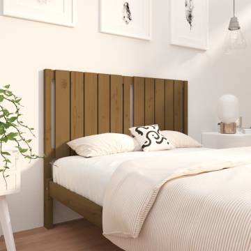 Stylish Honey Brown Solid Wood Bed Headboard - 125.5x4x100 cm