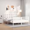 Bed Frame with Headboard White King Size Solid Wood Colour white Size 150 x 200 cm 