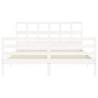 Stylish King Size Solid Wood Bed Frame with Headboard - White