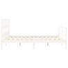 Stylish King Size Solid Wood Bed Frame with Headboard - White