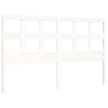 Stylish King Size Solid Wood Bed Frame with Headboard - White