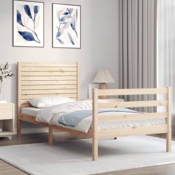 Single Solid Wood Bed Frame with Headboard - HipoMarket