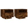 Stylish Smoked Oak Bedside Cabinets with LED Lights - 2 pcs