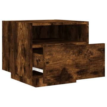 Stylish Smoked Oak Bedside Cabinets with LED Lights - 2 pcs