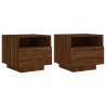 Trendy Brown Oak Bedside Cabinets with LED Lights - 2 pcs