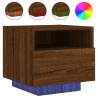 Trendy Brown Oak Bedside Cabinets with LED Lights - 2 pcs