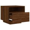 Trendy Brown Oak Bedside Cabinets with LED Lights - 2 pcs