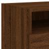 Trendy Brown Oak Bedside Cabinets with LED Lights - 2 pcs