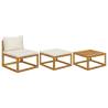 3 Piece Garden Lounge Set with Cushions Solid Wood Acacia Colour cream Quantity in Package 3 Model middle + footrest + table 