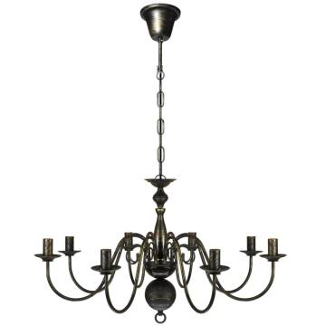 Antique Black Metal Chandelier | Elegant 8 x E14 Bulbs