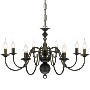 Antique Black Metal Chandelier | Elegant 8 x E14 Bulbs