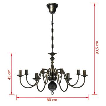 Antique Black Metal Chandelier | Elegant 8 x E14 Bulbs