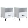 Elegant High Gloss White Bedside Cabinets - 2 pcs Set