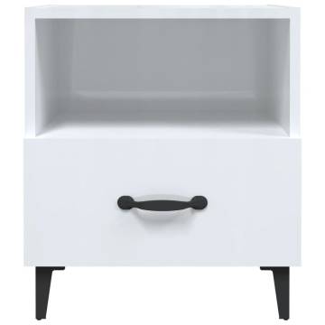 Elegant High Gloss White Bedside Cabinets - 2 pcs Set