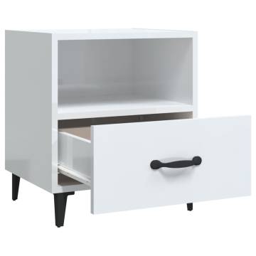 Elegant High Gloss White Bedside Cabinets - 2 pcs Set