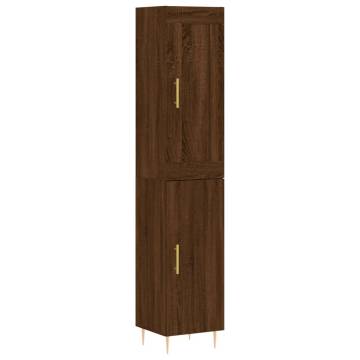 Stylish Highboard in Brown Oak - Engineered Wood | Hipo Market