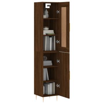 Stylish Highboard in Brown Oak - Engineered Wood | Hipo Market