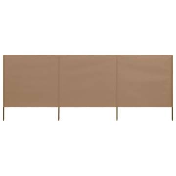 3-Panel Wind Screen Fabric 400x160 cm in Taupe | HiPoMarket