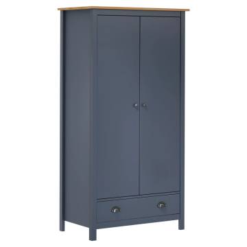 2-Door Wardrobe Hill Grey - Solid Pine Wood | Hipomarket