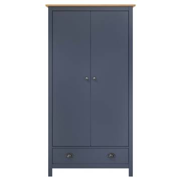 2-Door Wardrobe Hill Grey - Solid Pine Wood | Hipomarket