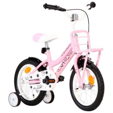 Kids Bike with Front Carrier - 14 inch White and Pink