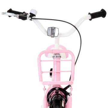 Kids Bike with Front Carrier - 14 inch White and Pink