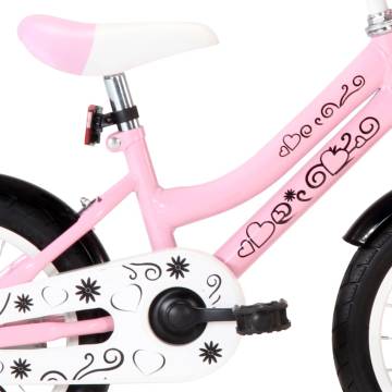 Kids Bike with Front Carrier - 14 inch White and Pink