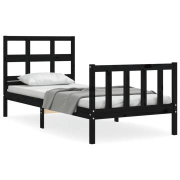 Black Small Single Bed Frame with Headboard | Hipomarket UK