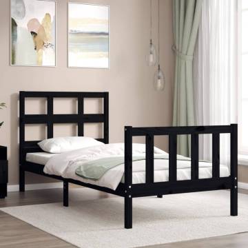 Black Small Single Bed Frame with Headboard | Hipomarket UK