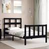 Black Small Single Bed Frame with Headboard | Hipomarket UK