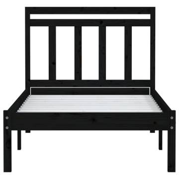 Black Solid Wood Pine Bed Frame 100x200 cm - Hipomarket