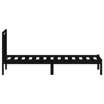 Black Solid Wood Pine Bed Frame 100x200 cm - Hipomarket