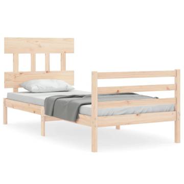 Solid Wood Bed Frame with Headboard - 100x200 cm | HipoMarket