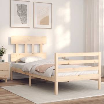 Solid Wood Bed Frame with Headboard - 100x200 cm | HipoMarket