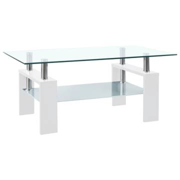 Modern White and Transparent Coffee Table | 95x55 cm