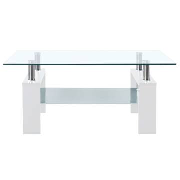 Modern White and Transparent Coffee Table | 95x55 cm