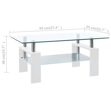 Modern White and Transparent Coffee Table | 95x55 cm