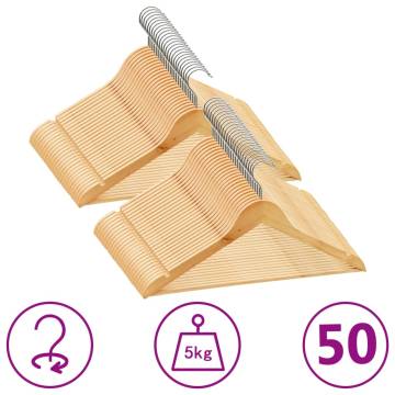 50 pcs Non-slip Hardwood Clothes Hanger Set - Durable & Sturdy