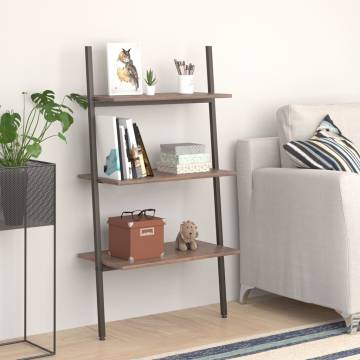 3-Tier Leaning Shelf - Dark Brown & Black - Space Saver